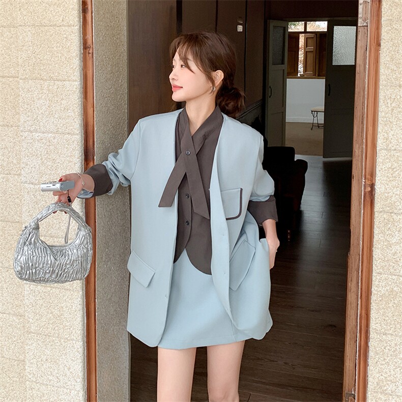 设计感小众不撞衫假两件西装套装女2025春季新款高级感西服两件套,女装套装/套裙,浙宝212A