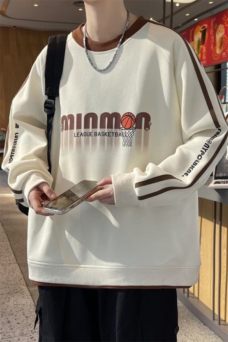 W25207-特P40港风学生青少年外套2026春秋时尚休闲卫衣男打底衫,男装卫衣,电商D310B