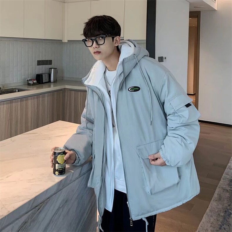 工装棉服男秋冬加厚韩版假两件棉袄潮牌宽松棉衣情侣外套V23-p99,男装棉衣,星座1008-2