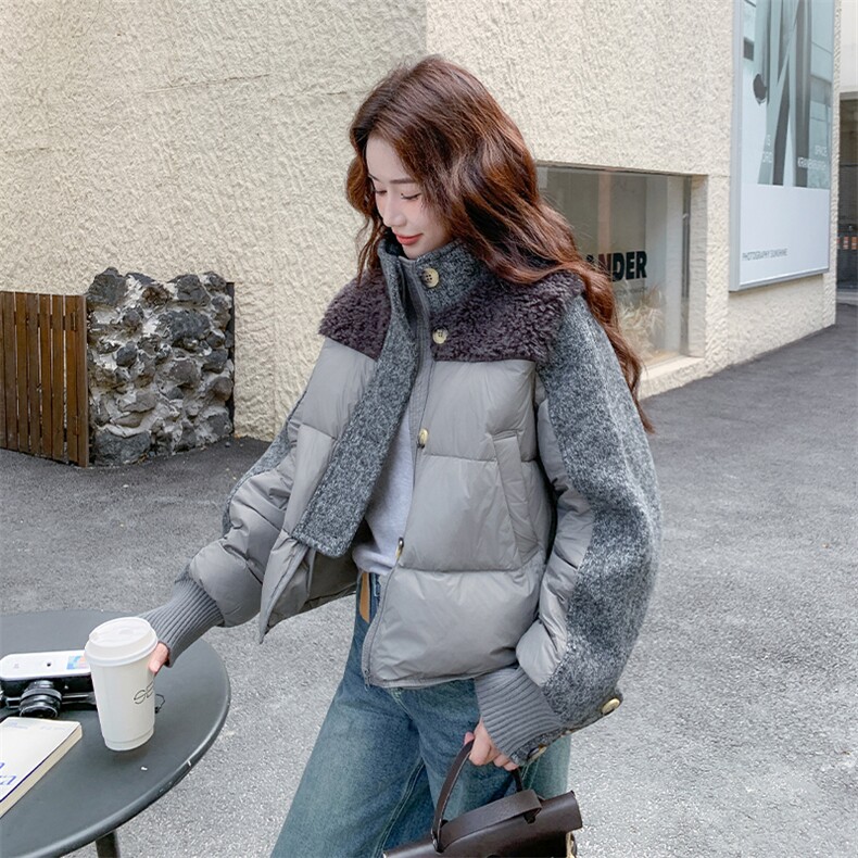 6933数据款现货大货已出90绒羊羔毛拼接羽绒P255-K388,女装羽绒服,2D034