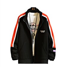 2020秋季新款砖墙日系大码男条纹休闲拼接开衫运动卫衣W5007-P50，男装卫衣，电商A001