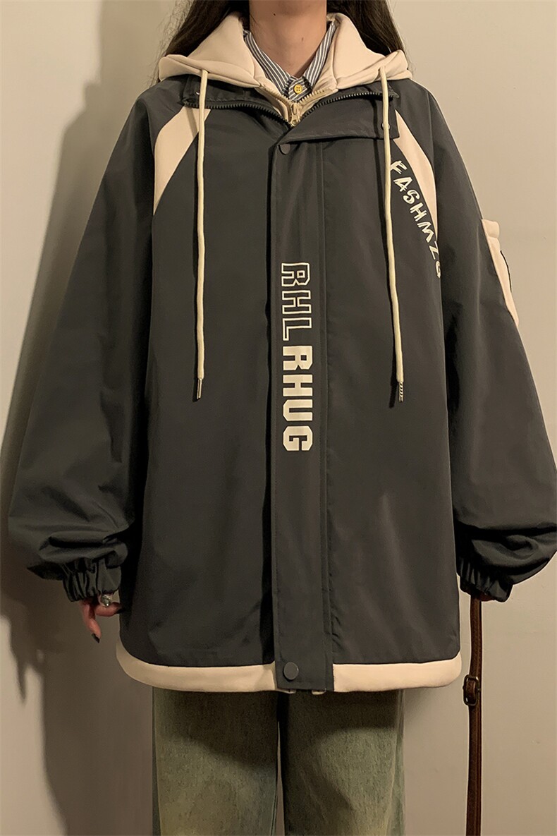 春秋季假两件连帽夹克大码新款夹克外套XZ102B-1-JK2568P85,男装夹克,星座102B-1