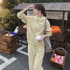 卫衣显瘦休闲时尚长袖宽松洋气网红秋季百搭拼接秋冬春秋运动连帽，女装套装/套裙，2C205