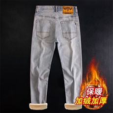 网图慎用秋冬季加绒款男士弹力绣花牛仔裤XZ212-1-QN9936-P55，男装牛仔裤，星座212-1