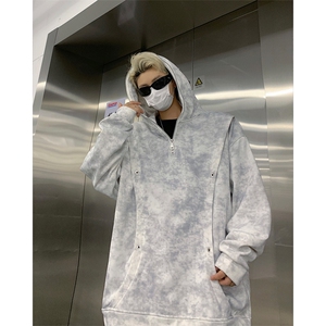 现货 水洗脏脏布加绒大码连帽卫衣 WY10078-特P45 加绒特P50图片