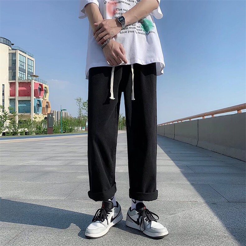 美式高街复古牛仔裤男士纯色抽绳长裤宽松直筒vibe裤子N003-P35,男装牛仔裤,星座1008-1
