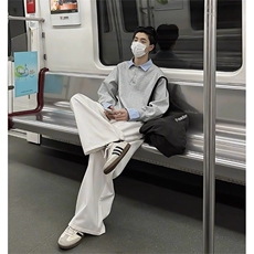 2025新款假两件卫衣男秋冬款高级感翻领上衣内搭长袖T恤WYB206，男装T恤，星座516A