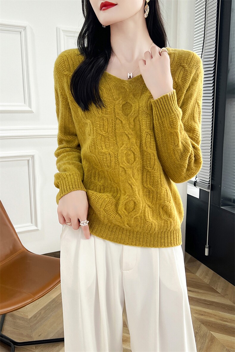 女士羊毛衫绞花柔软秋冬保暖羊毛,女装羊毛衫,蒙莲贝斯
