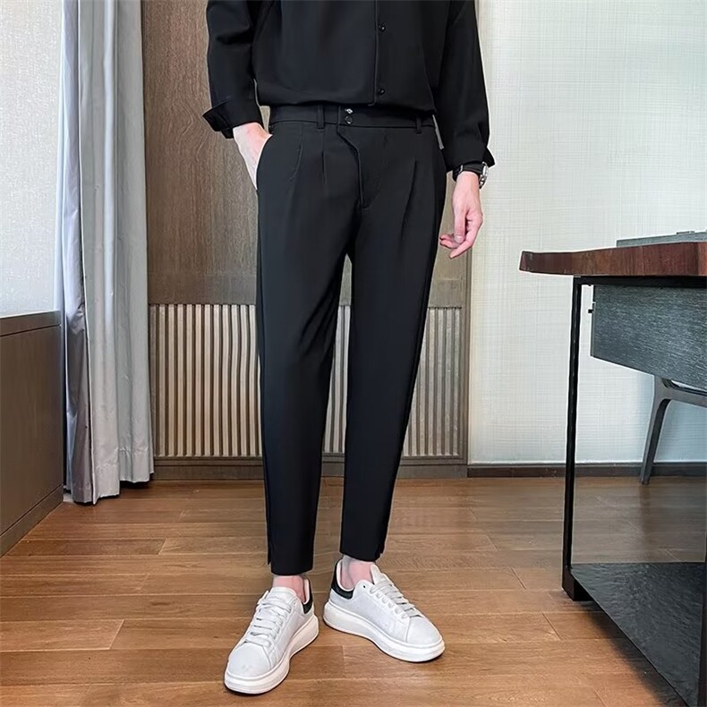 春夏秋哈伦九分男裤潮牌垂感西装裤子修身小脚男士休闲西裤G02，男装西裤，星座1116A-2（原606A-1）