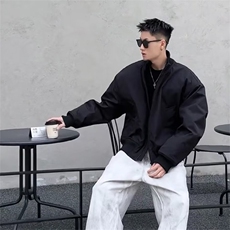 抖音得物美式潮休闲夹克春季立领纯色复古工装加厚棉服外套AMY02，男装夹克，电商A443
