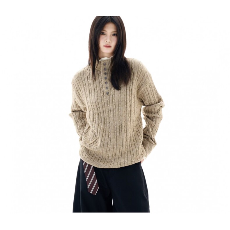 立领针织开衫外套新款宽松麻花毛衣长袖时尚上衣513AMY2698P60,男装针织衫/毛衣,星座513A