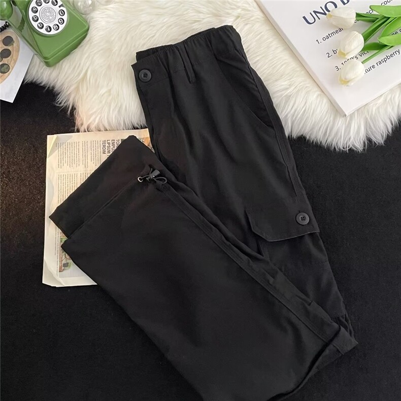 美式高街复古ins工装裤夏季可拆卸两穿冲锋裤宽松阔腿直筒休闲裤，男装休闲裤，星座601-2