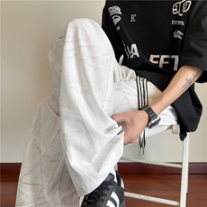 夏季新款潮流脏脏设计百搭宽松休闲冰丝裤B315-K25404-特p30控58，男装休闲裤，电商B315