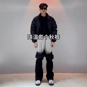 1506-1/KLZ3741/P37美式高街百搭弯刀西裤男春季新款垂坠感高级图片