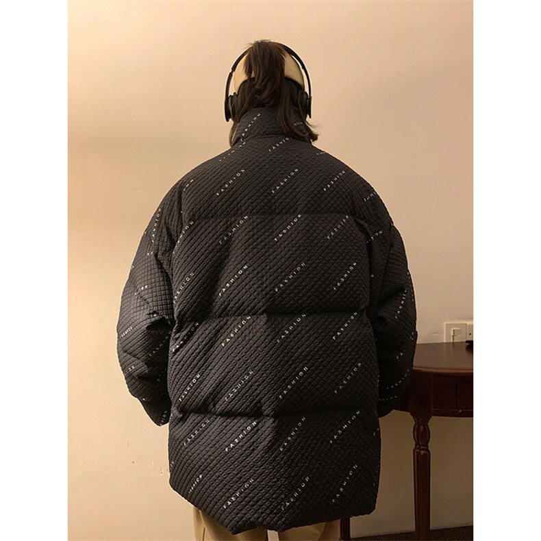W8205P125控158华夫格印花棉衣冬季棉服外套宽松棉服面包服,男装棉衣,电商B205