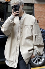 男士痞帅男装机车短款皮衣外套春秋新款pu皮夹克J2513P90控138，男装皮衣，电商A157