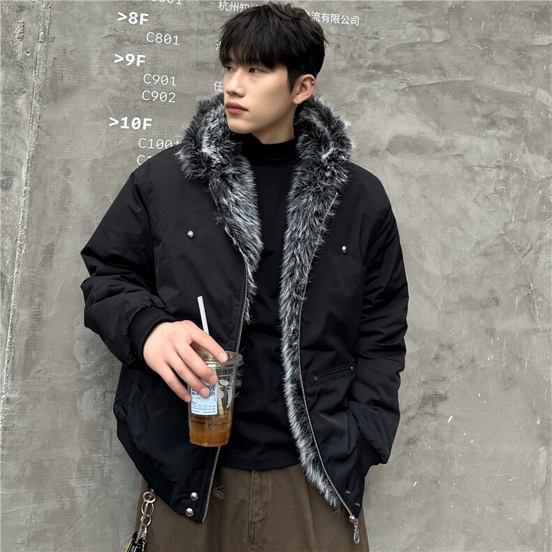 美式复古毛领座山雕棉服男2025冬季潮牌加厚保暖外套,男装棉衣,电商C307
