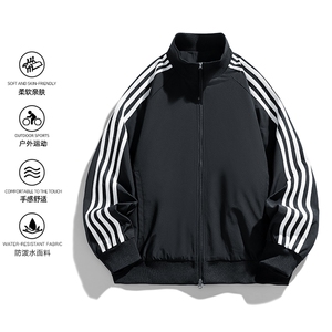 立领开衫夹克男2026新款拉链卫衣条纹运动休闲外套JK02567-P75图片