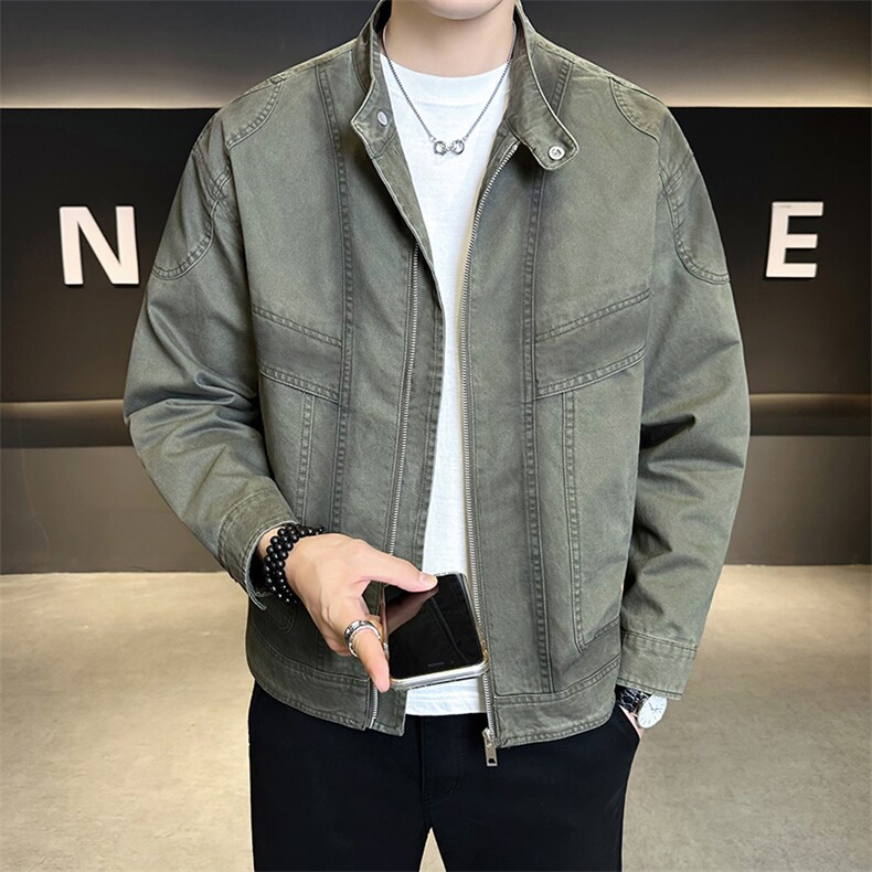 6517-M-3XL-P135店主风秋季翻领立领男士渐变休闲百搭夹克外套,男装夹克,电商B255