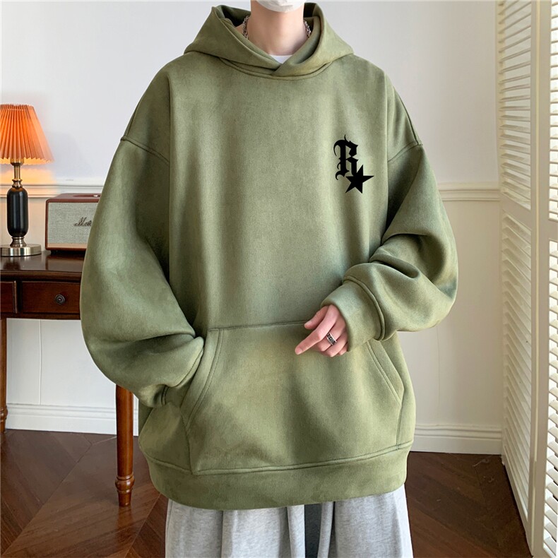 ！麂皮绒连帽卫衣直播品质重磅400克R星印花JL7083-P45控78,男装卫衣,星座508（原C305）