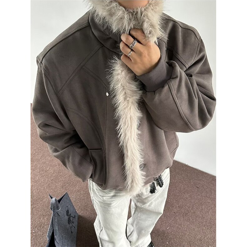 冬季新款复古做旧座山雕棉服男女宽松解构磨毛毛领外套M8223,男装棉衣,星座1116A（原606A-3）