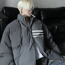 冬季新款防寒立领棉服宽松潮流条纹印花外套MY23407特批70控118，男装棉衣，星座605(原A050)