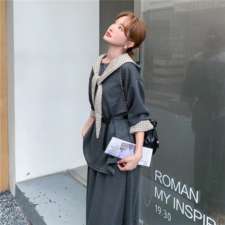 韩系减龄卫衣时尚套装女2025春秋季新款显瘦气质上衣半身裙两件套,女装套装/套裙,2C090
