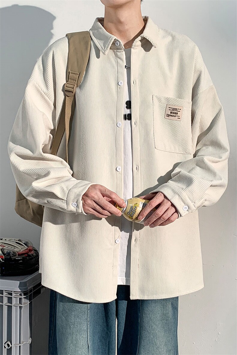 衬衫男秋季新款港风宽松长袖大码灯芯绒衬衣CS025-P38(现货）,男装衬衫,星座214-3