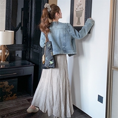 【现货】新款图木耳花边牛仔外套2C301-8652-P145-K218，女装短外套，2C301