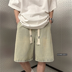 美式宽松简约牛仔短裤四色泥巴黄休闲五分裤B315-K23210-P45控55，男装牛仔裤，电商B315