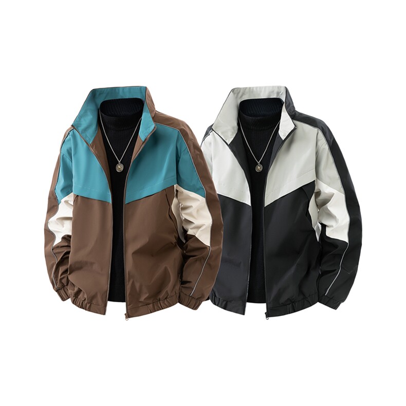 复古撞色拼接立领冲锋衣外套男开衫外套夹克棒球服JK01577-P68,男装夹克,星座308B-2