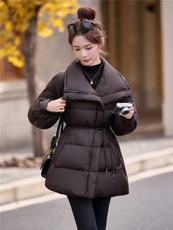 现货，2025新款羽绒服女冬季中长款面包服时尚气质宽松加厚外套潮，女装羽绒服，尚洛菲