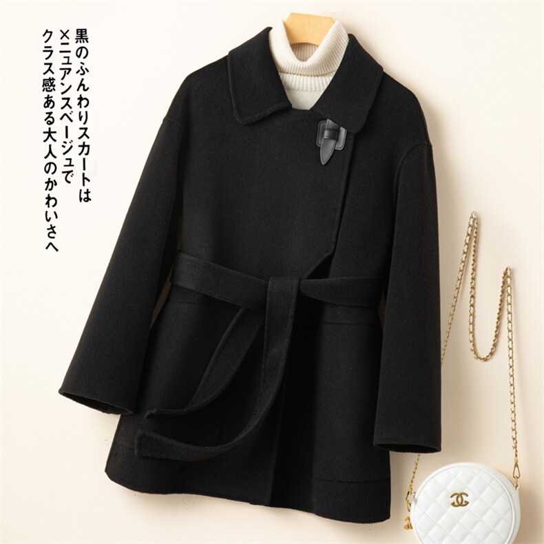常规款娃娃领2025年秋冬季新款女士羊毛双面呢大衣,女装双面呢大衣,优远毛呢大衣