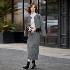 现货！重工烫钻小香风套装裙女2025秋冬新款轻奢外套半身裙两件套，女装套装/套裙，魅影