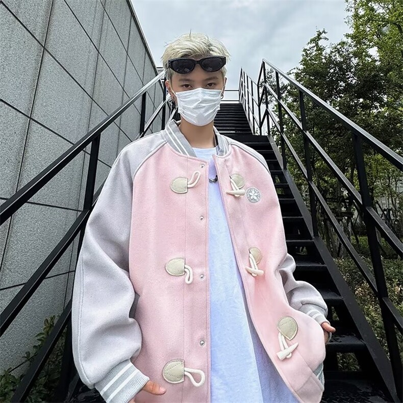 CR9871-P60美式复古牛角扣棒球服外套2025春秋季新款潮牌宽松夹克,男装夹克,电商C233