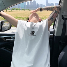可48小时发货支持抖音得物来样二开240克重磅美式纯棉背心无袖t恤，男装背心/马甲，电商A486-1