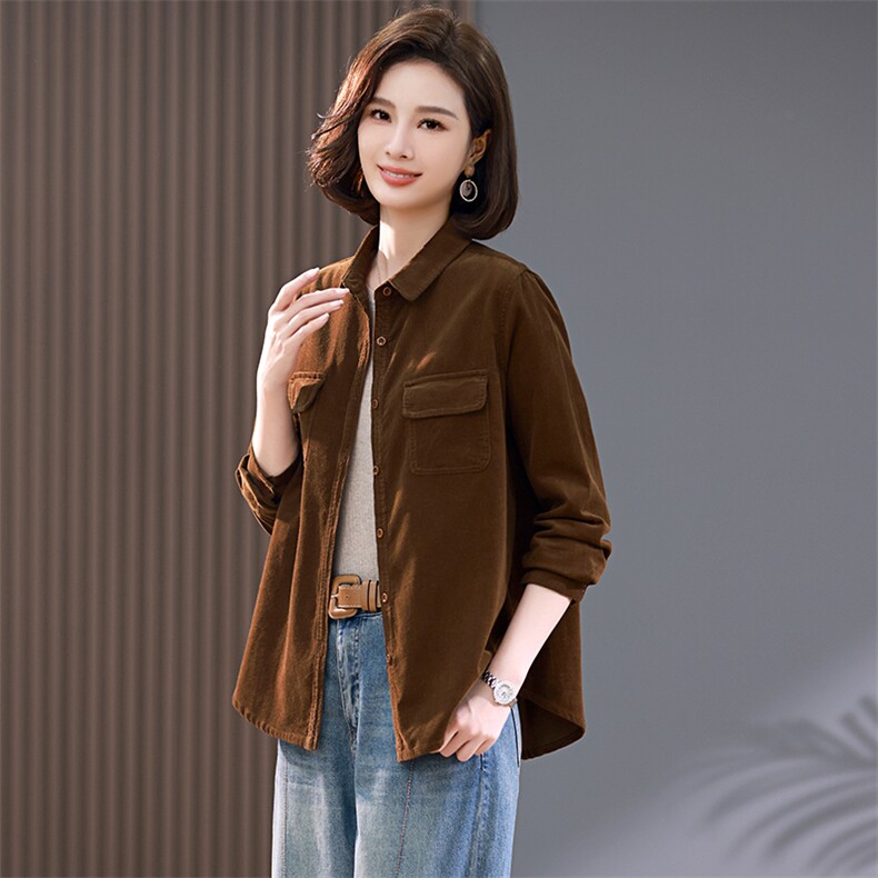 时尚百搭纯棉长袖衬衫女宽松显瘦休闲上衣春秋季新款女装外套,商品下架区,韩派