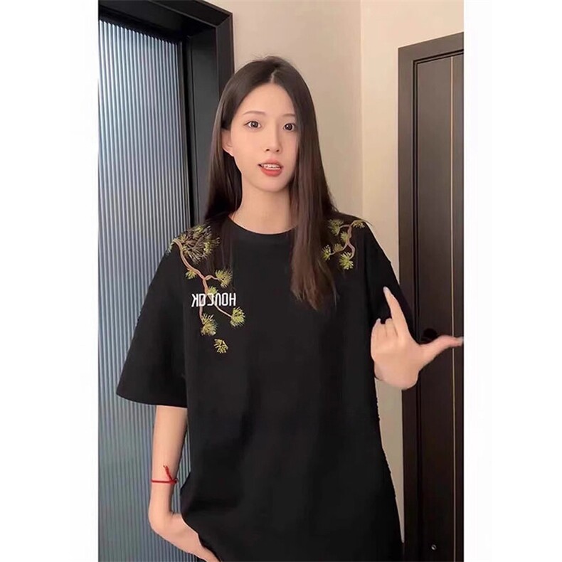 万针全刺绣工艺抖音得物高品质260克重磅纯棉双纱美式高街短袖T恤图片
