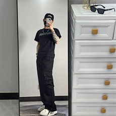 美式复古街头嘻哈工装裤高街男女直筒阔腿休闲裤子JX755-P45，男装休闲裤，星座1109-3
