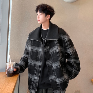 高领防风格子冬装 大领子小香风外套潮牌上衣829 P115图片