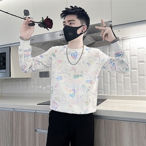 高级感印花卫衣男长袖社会小伙T恤301C-WY18-P58控78图片