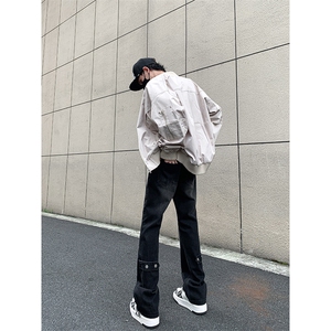 美式ins高街vibe重工艺水洗复古黄泥牛仔裤货号K2316P55图片