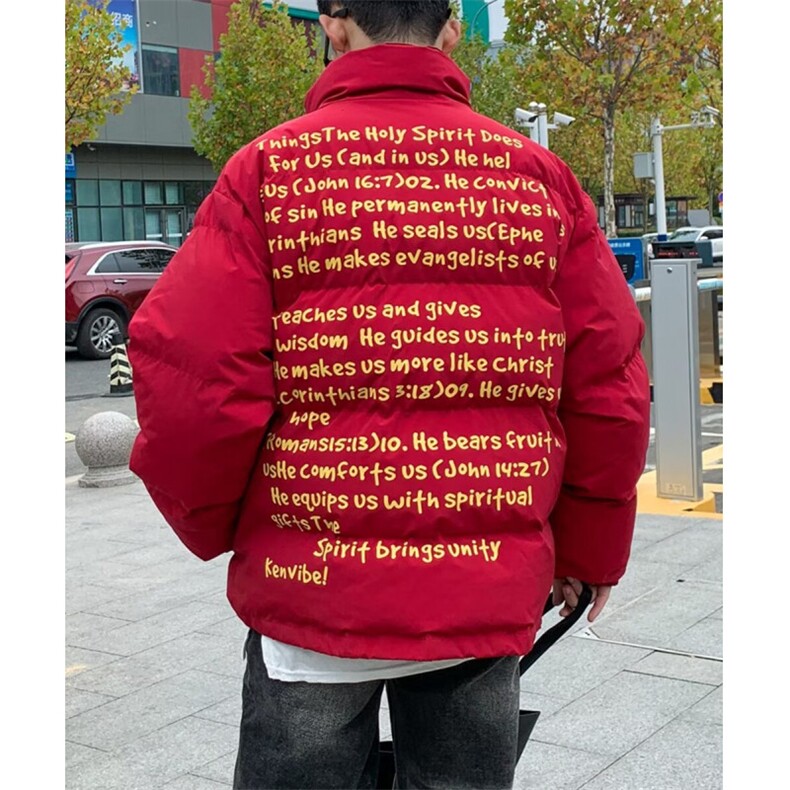 美式复古潮字母立领棉衣棉服男冬季加厚保暖情侣面包服外套W232,男装棉衣,星座506