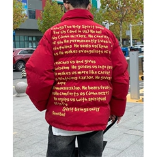 美式复古潮字母立领棉衣棉服男冬季加厚保暖情侣面包服外套W232，男装棉衣，星座506