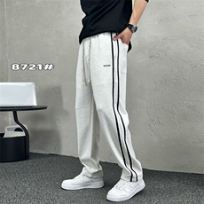 条纹垂感休闲弯刀裤男宽松百搭卫裤运动长裤A329-K8721-P65，男装休闲裤，电商A329