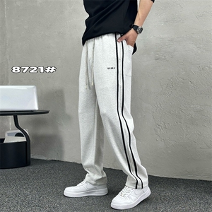 条纹垂感休闲弯刀裤 男宽松百搭卫裤运动长裤 A329-K8721-P65图片