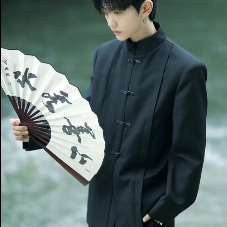 新中式中山装唐装男装西服结婚订婚男垫肩风外套W6597-P58，男装西服，星座412-3