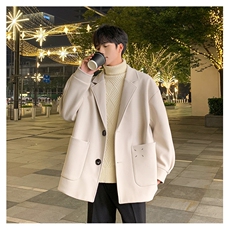 加绒加厚毛呢大衣西装外套潮504-F61-P75控118（加绒P85控128），男装毛呢大衣，星座504