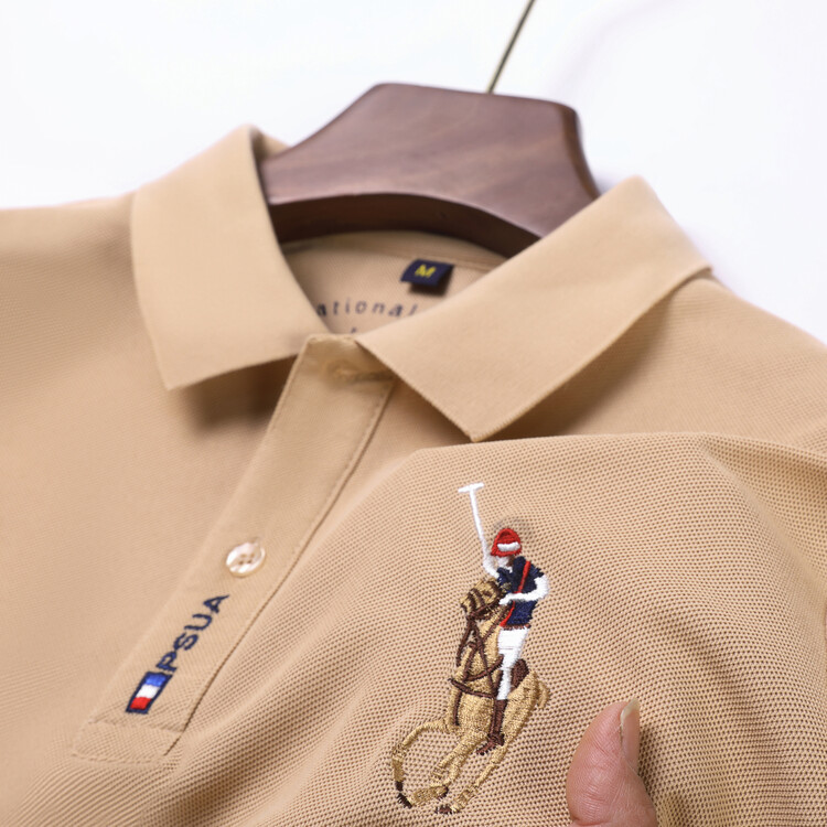 短袖T恤男翻领刺绣POLO衫夏季中年男士商务休闲纯色百搭上衣服,男装T恤,电商B212（原钱塘6029）