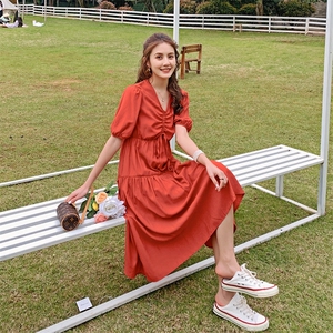 2021夏装新款红色仙女裙 012-Q572，图片